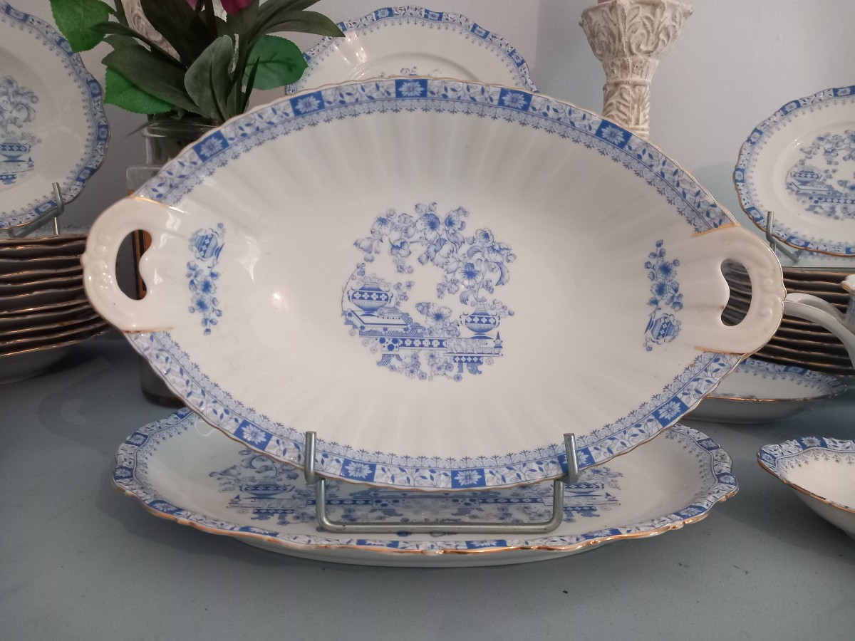 Service De Table En Porcelaine en camaïeu bleu -photo-3