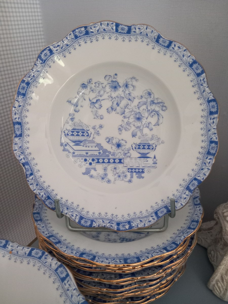 Service De Table En Porcelaine en camaïeu bleu -photo-6