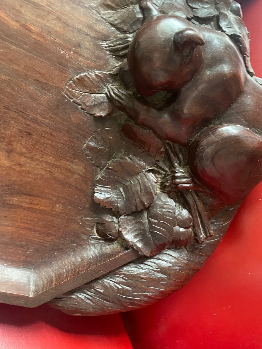 Mahogany Servant Tray With Squirrel-photo-3