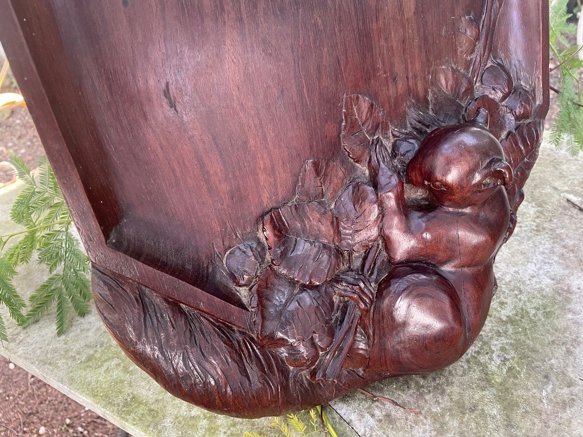 Mahogany Servant Tray With Squirrel-photo-4