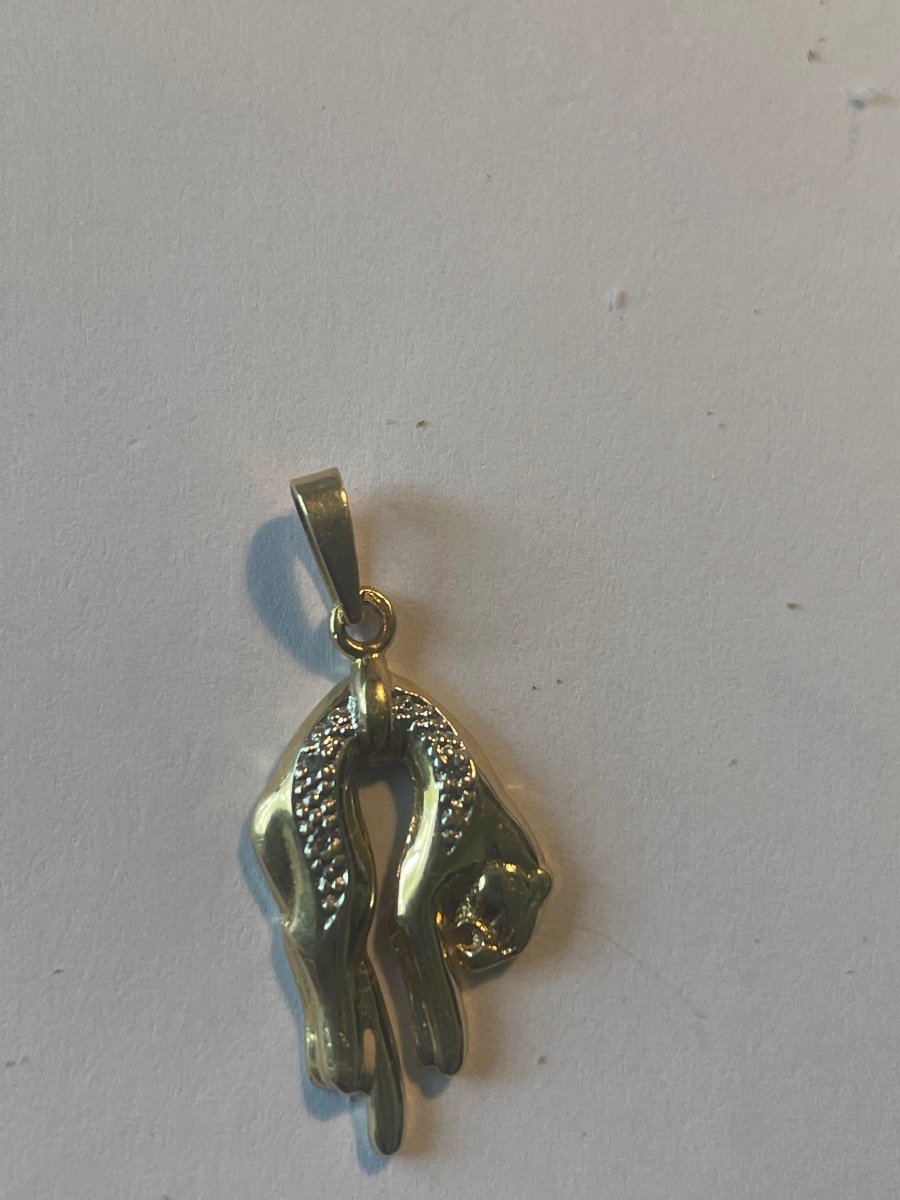 Pendentif Petite Panthere Or et brillants -photo-5