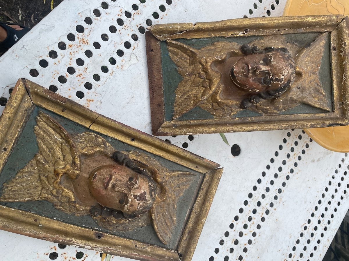 Pair Of Wooden Cherubs XVII Eme-photo-7