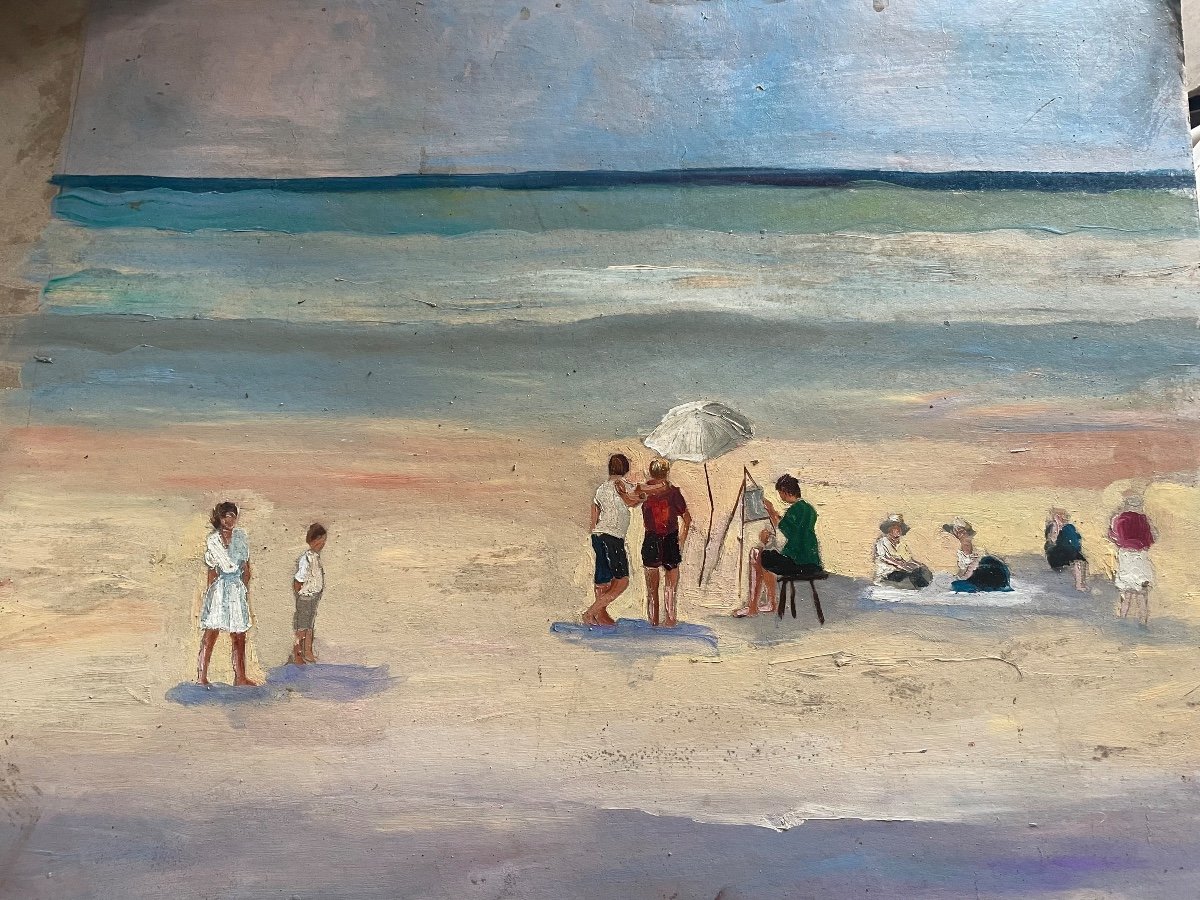 Le Peintre Et Chevalet Sur La Plage -photo-4