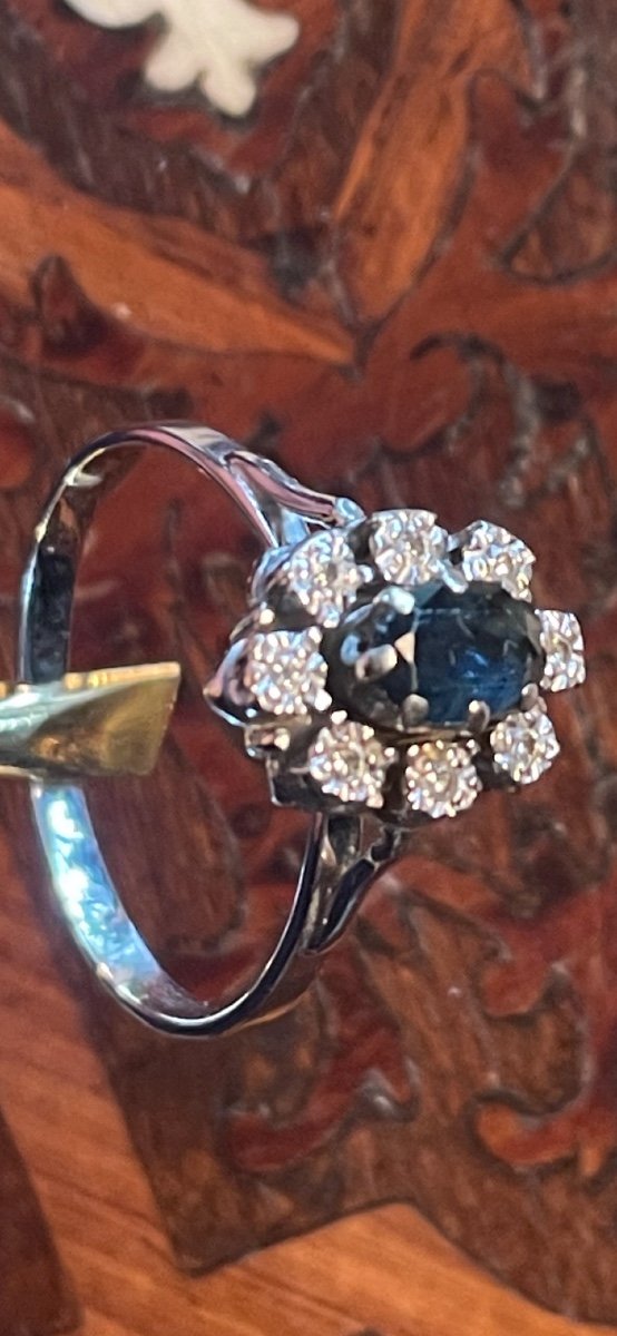 Bague Marguerite Or Saphir Et Brillants 