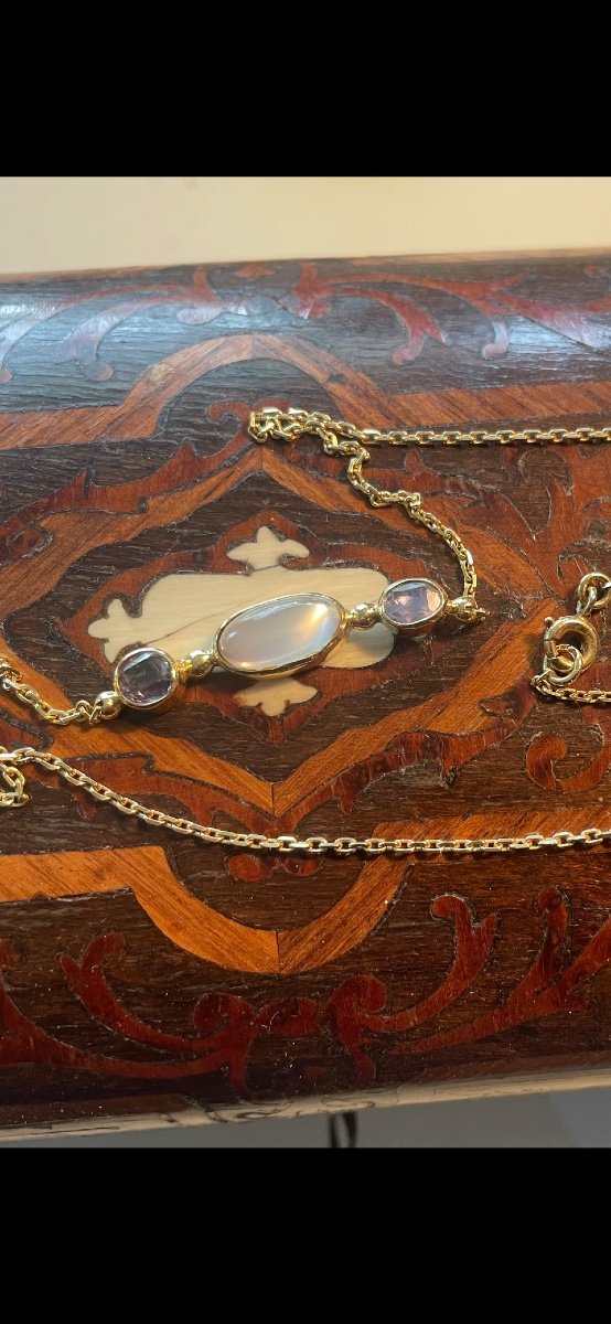 Gold Necklace Pendant And Stones 