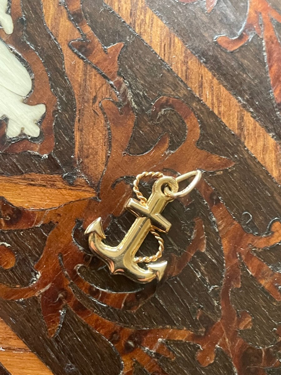 Gold Boat Anchor Pendant 