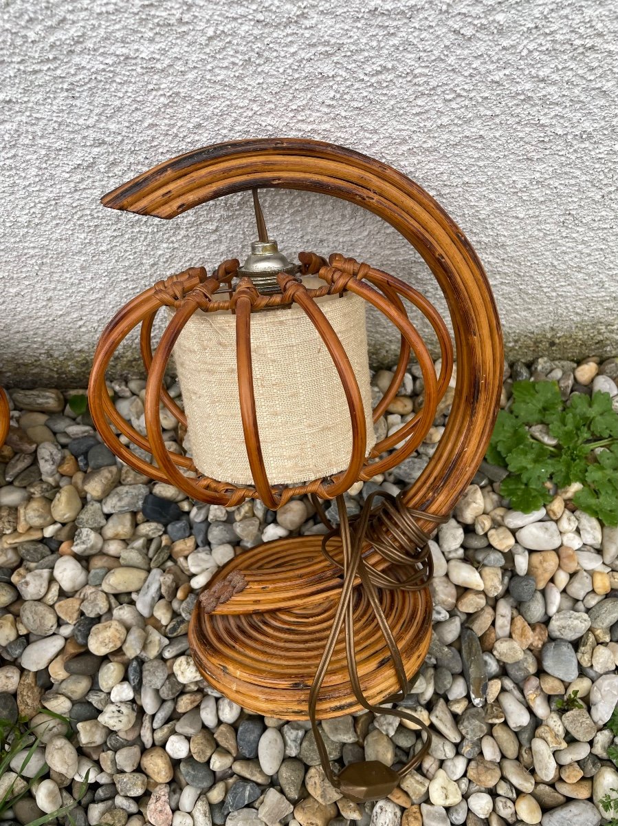 Pair Of Rattan Lamps By Louis Sognot -photo-6