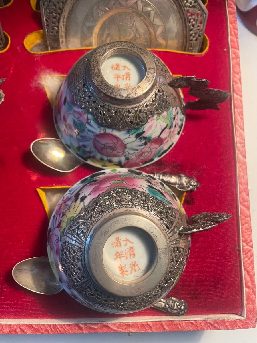 Asian Porcelain And Silver Tea Service -photo-4