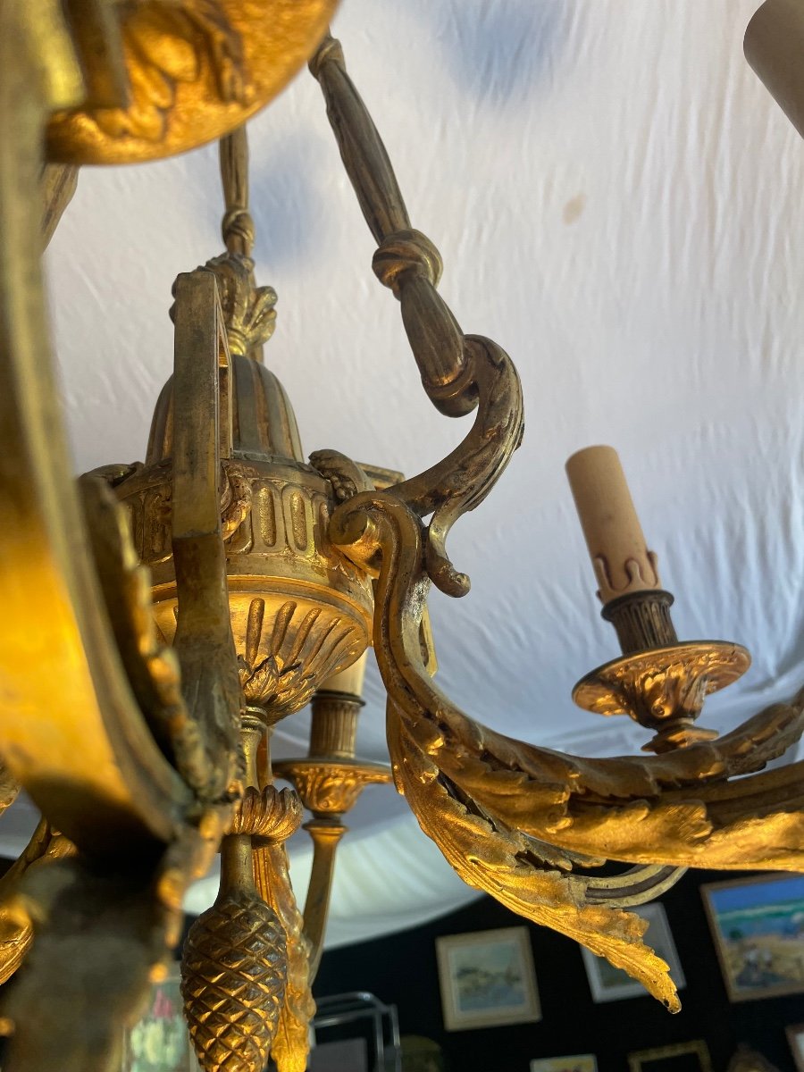 Gilt Bronze Chandelier With Six Lights -photo-4