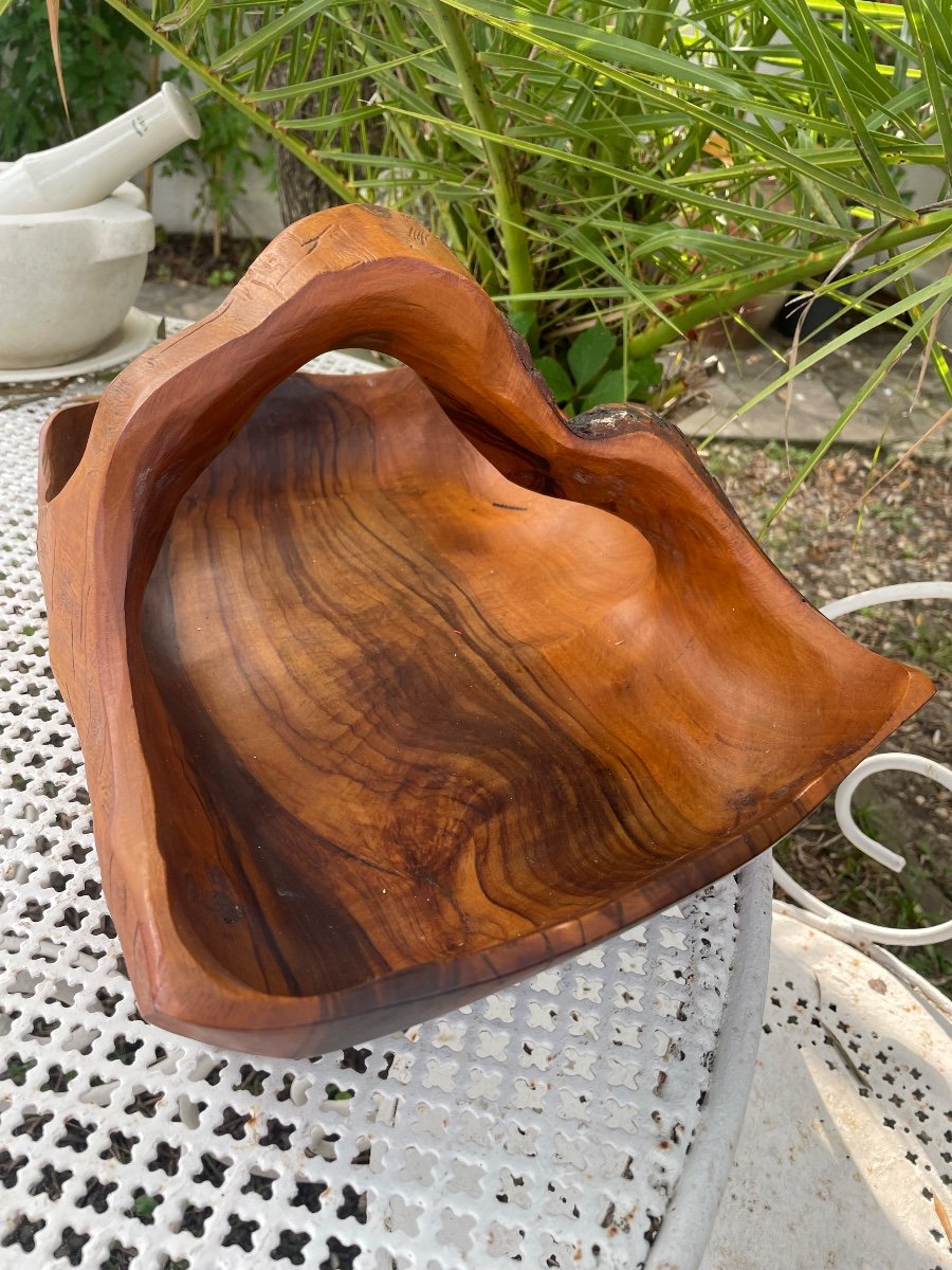 Olive Wood Basket By Tony Bain Vallauris -photo-5