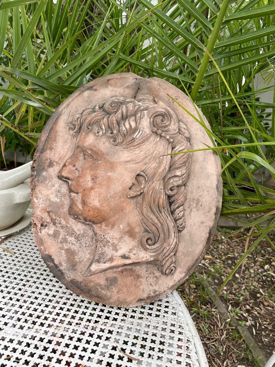Terracotta Profile Of Young Curly Woman -photo-3