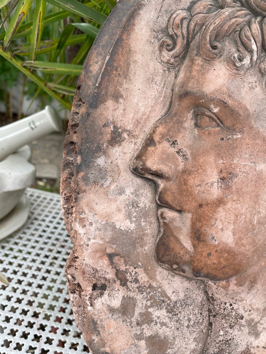 Terracotta Profile Of Young Curly Woman -photo-2