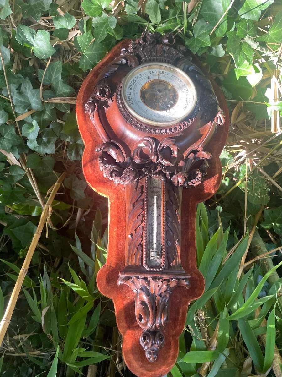 Carved Wood Barometer -photo-3