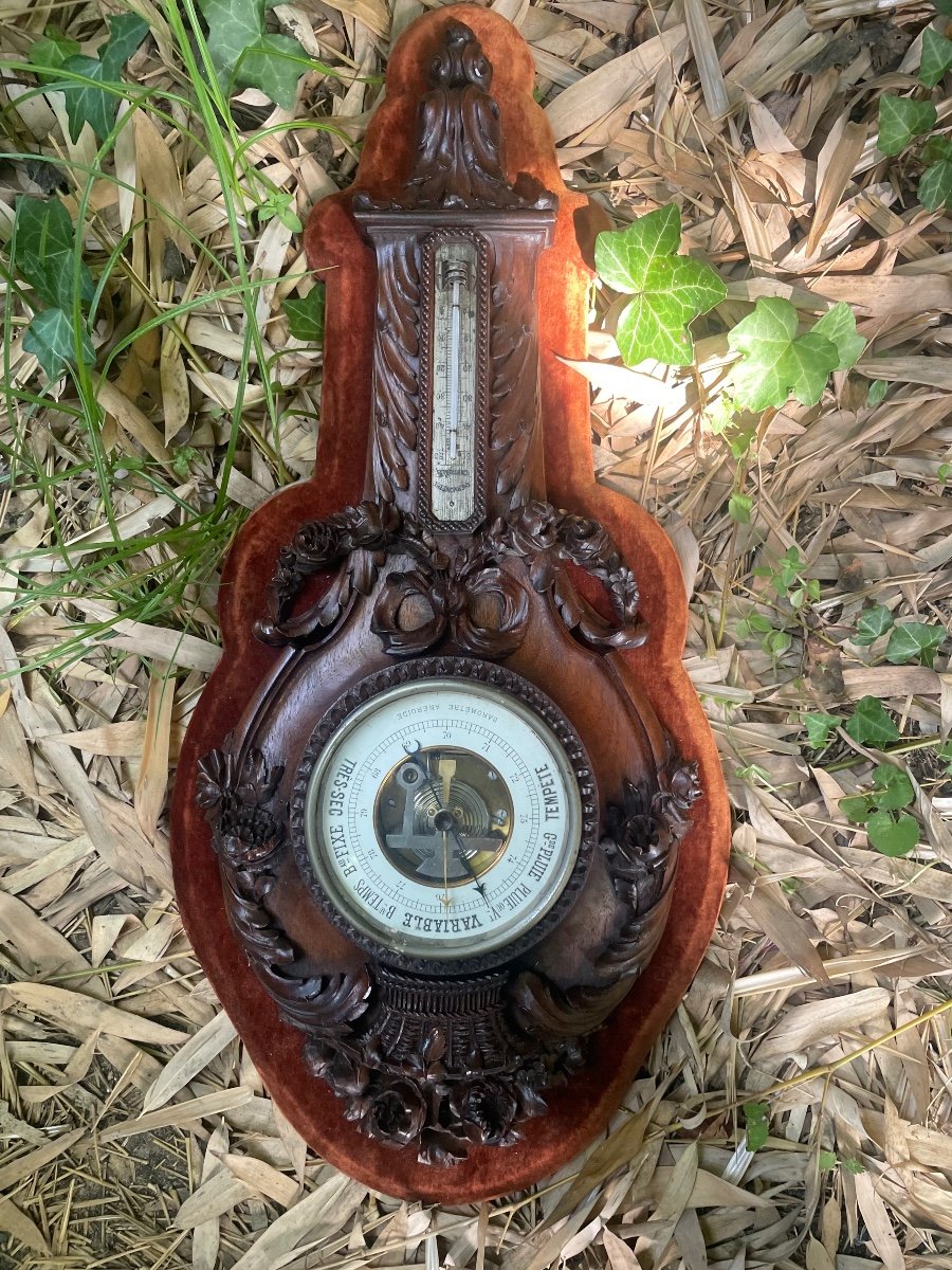 Carved Wood Barometer -photo-5