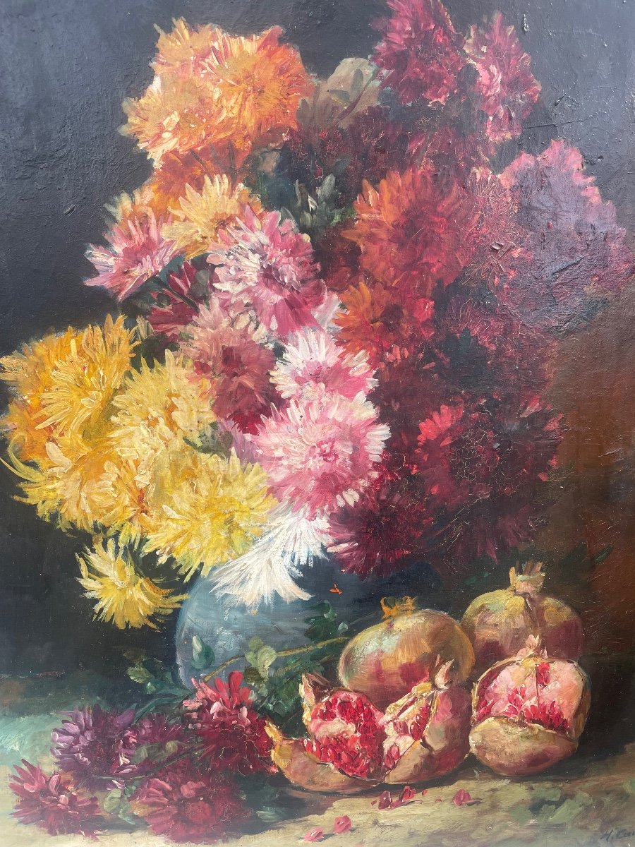 Flowers And Pomegranates By Henri Cauchois -photo-2