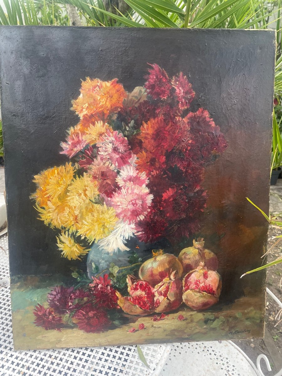 Flowers And Pomegranates By Henri Cauchois -photo-4