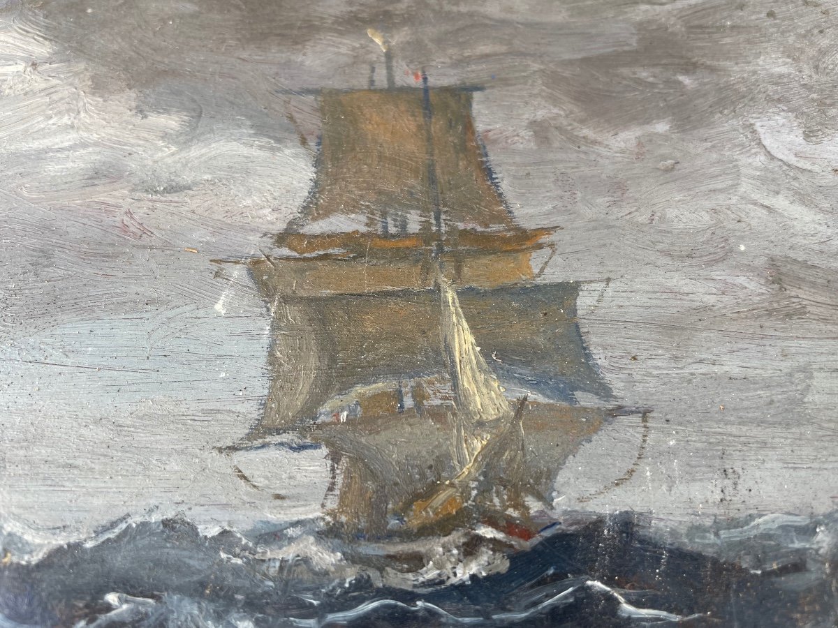 Three Masted Ship In The Swell 