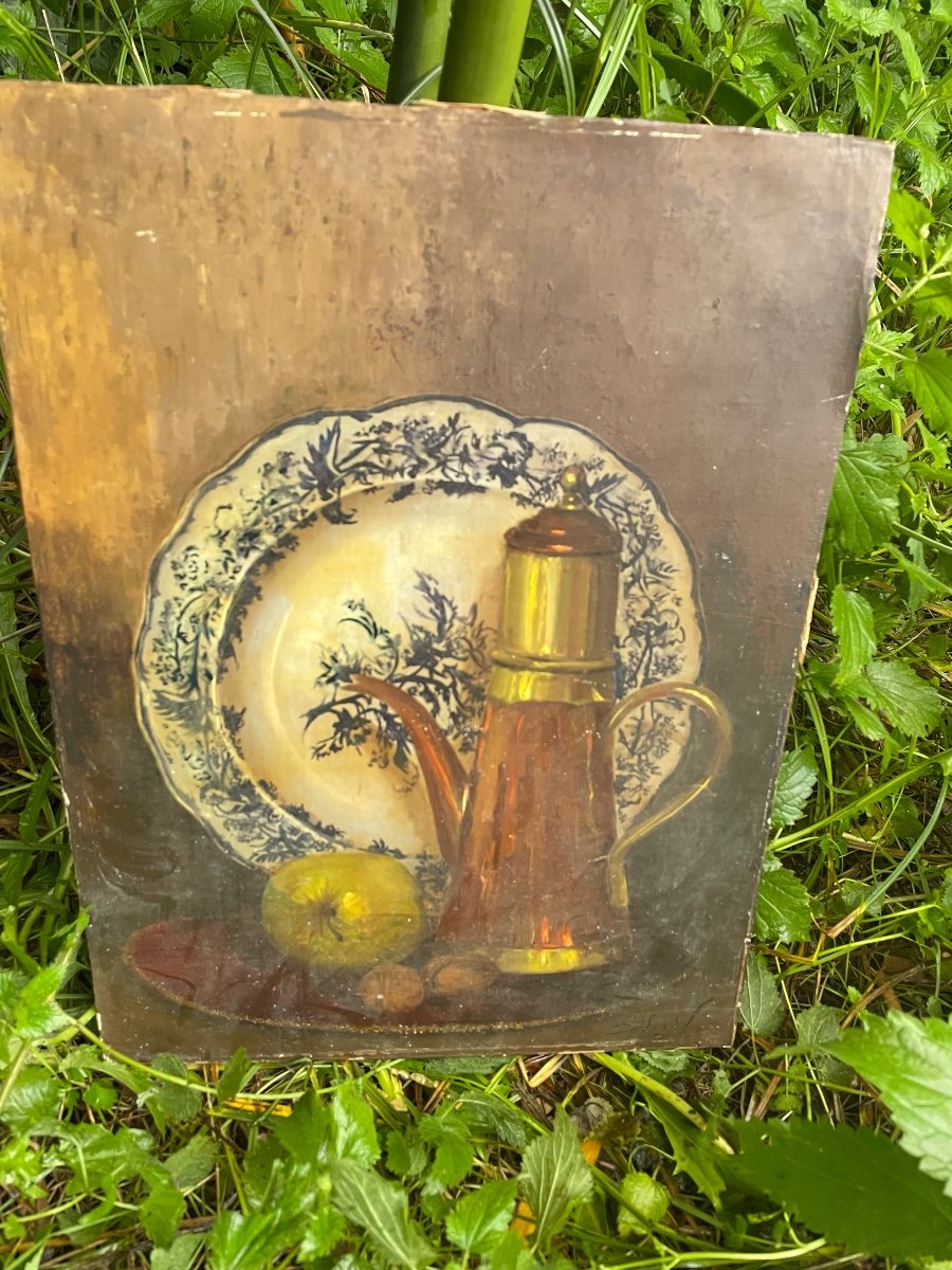 Still Life With Earthenware Plate And Teapot -photo-1