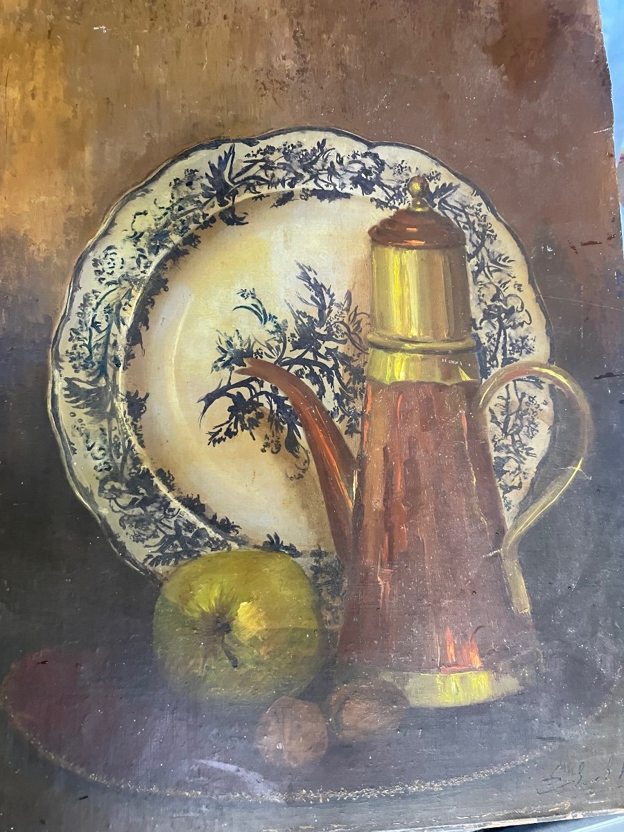 Still Life With Earthenware Plate And Teapot -photo-6