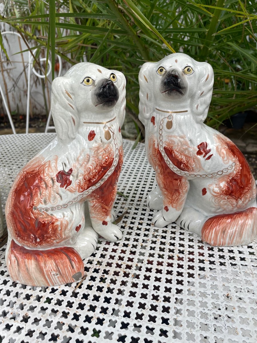 Pair Of Earthenware Dogs -photo-4