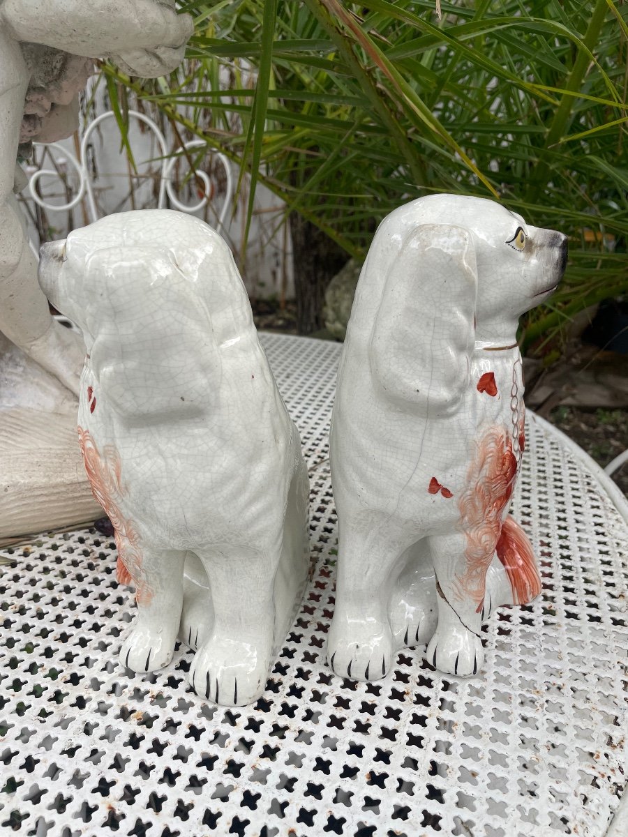 Pair Of Earthenware Dogs -photo-5