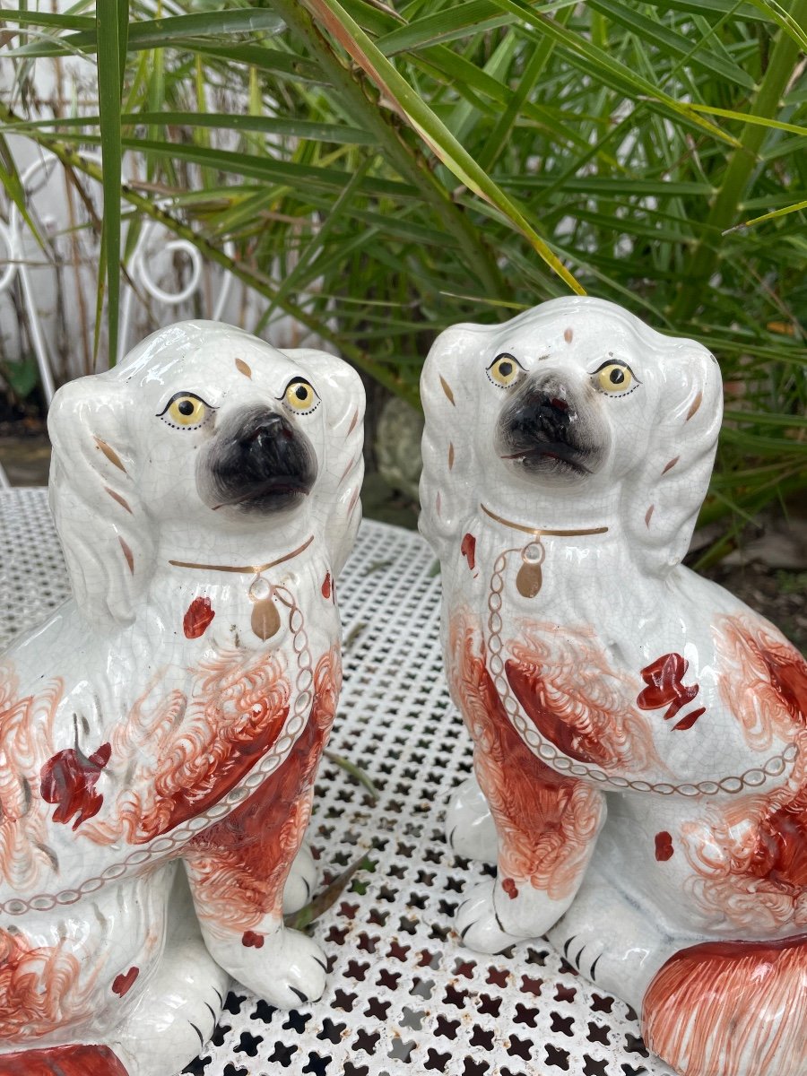 Pair Of Earthenware Dogs 