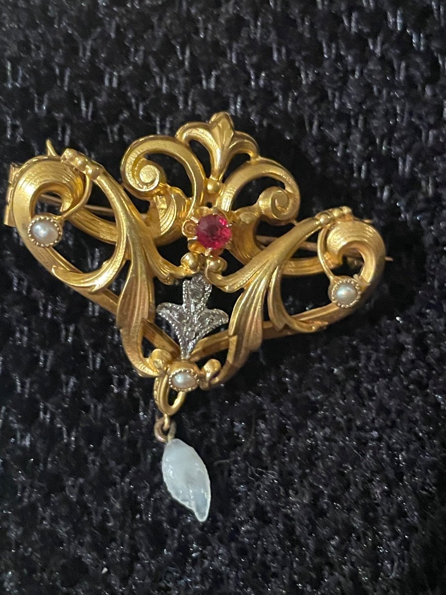 Broche Or Et Pierres et perles -photo-3