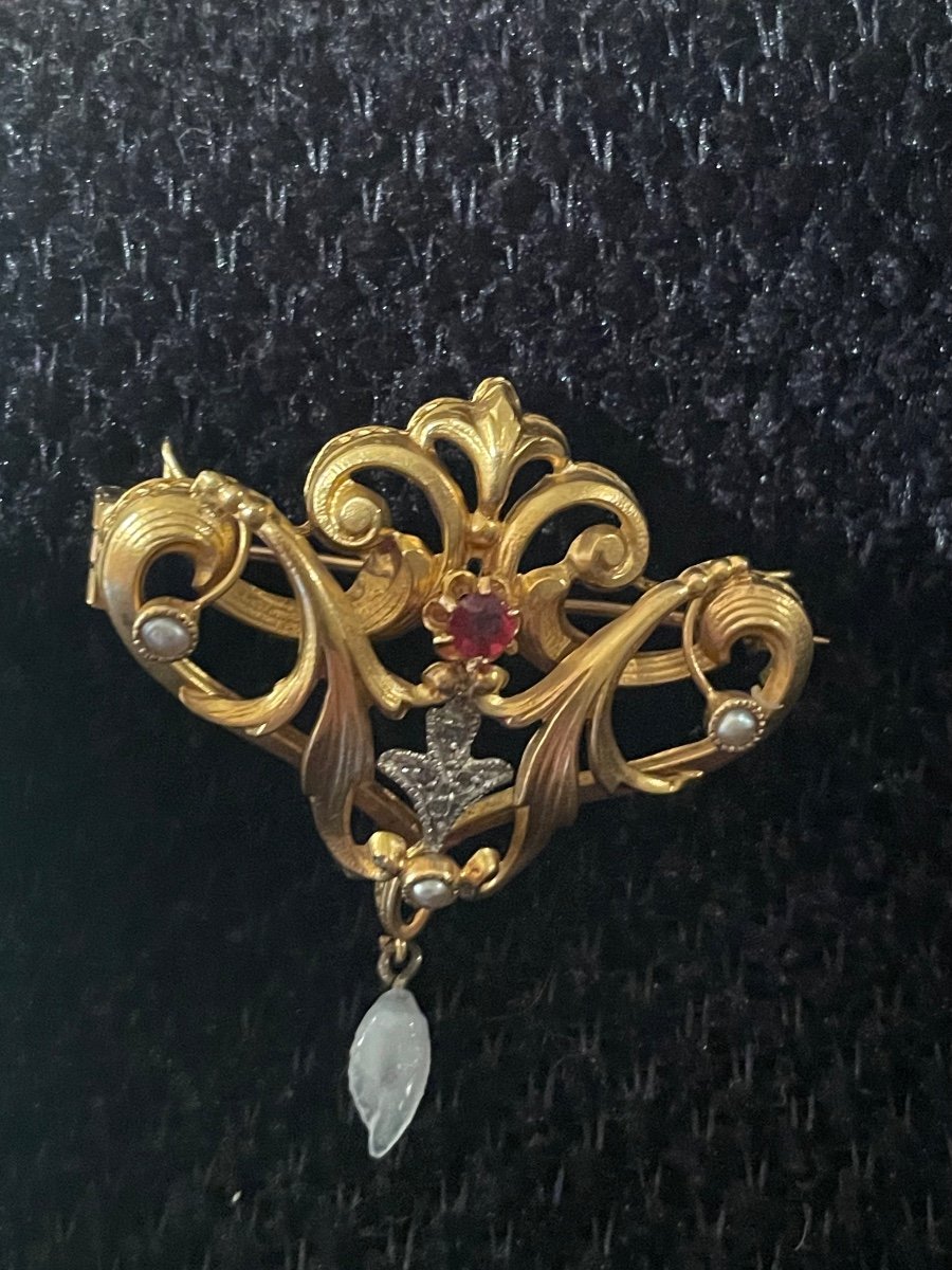 Broche Or Et Pierres et perles -photo-4