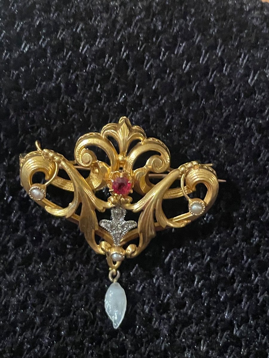 Broche Or Et Pierres et perles -photo-2