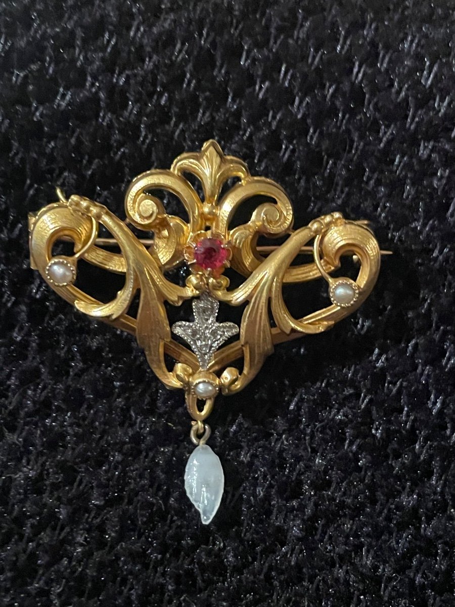 Broche Or Et Pierres et perles -photo-3