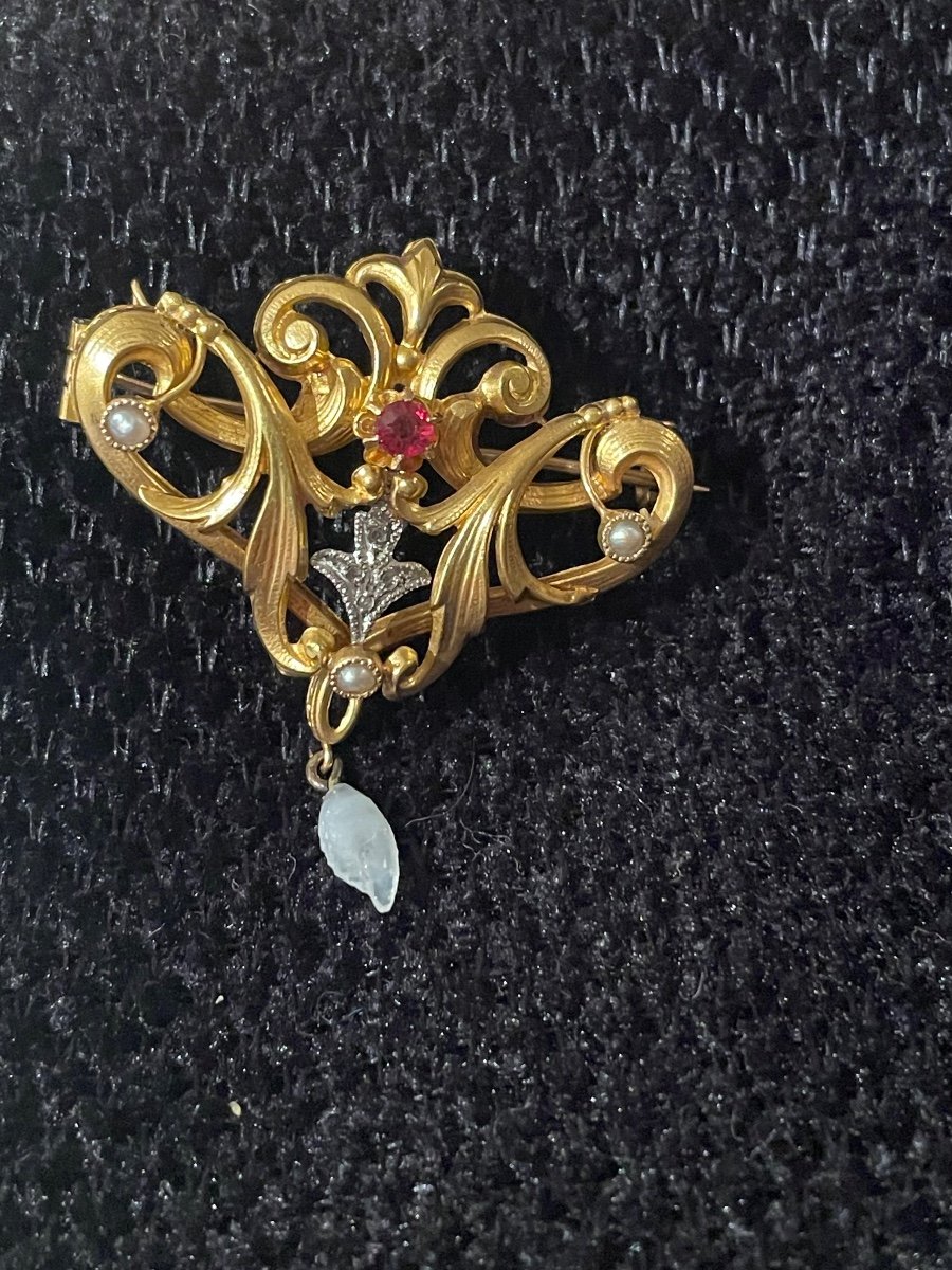 Broche Or Et Pierres et perles -photo-4