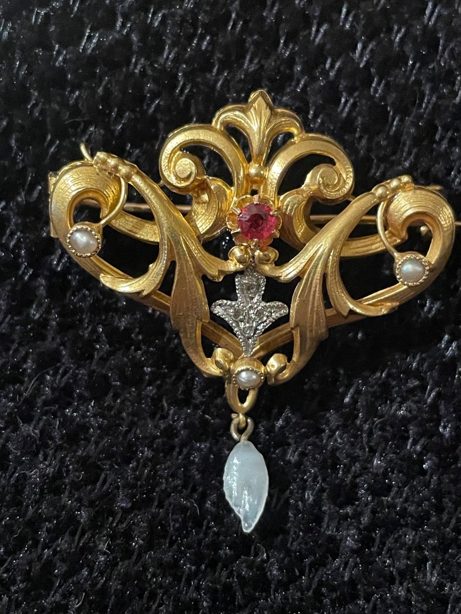 Broche Or Et Pierres et perles -photo-6