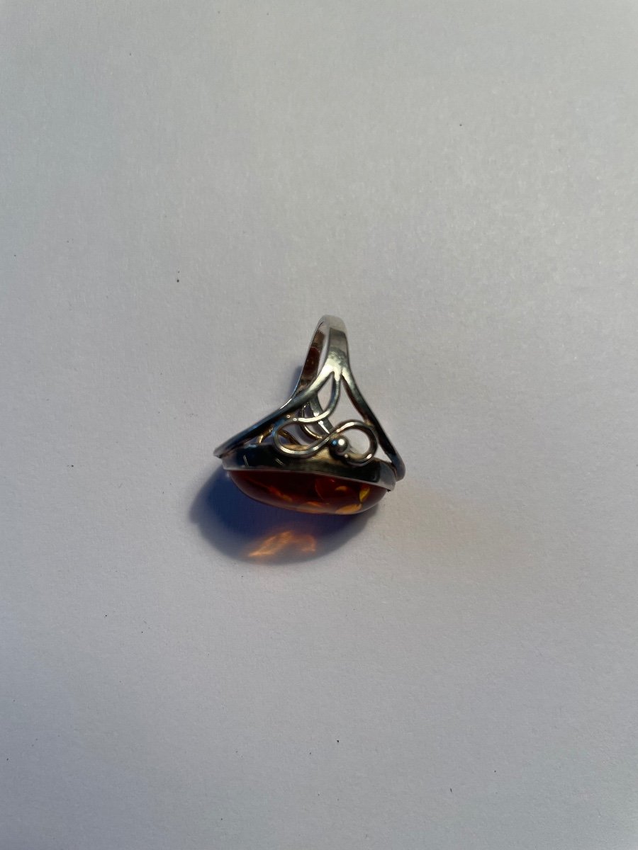 Silver And Amber Ring -photo-2