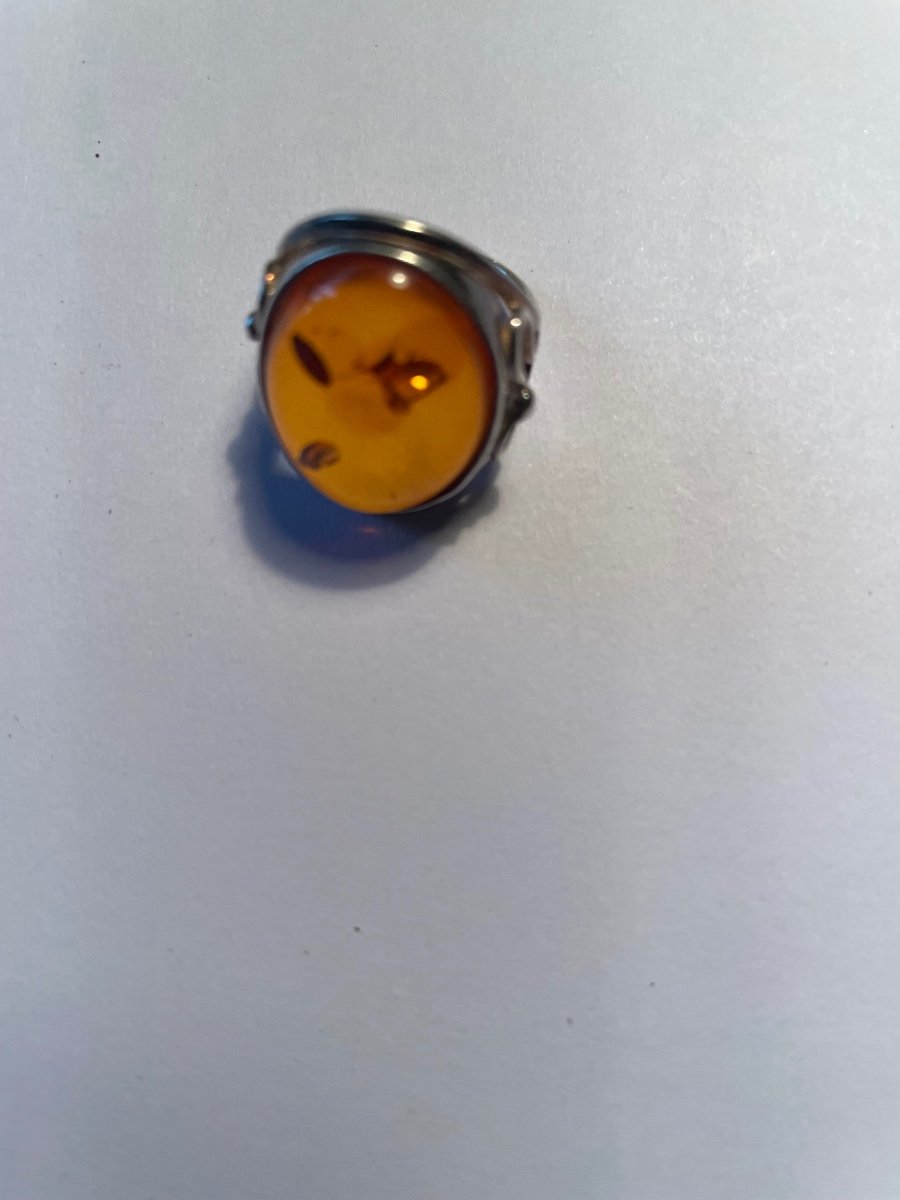 Silver And Amber Ring -photo-3