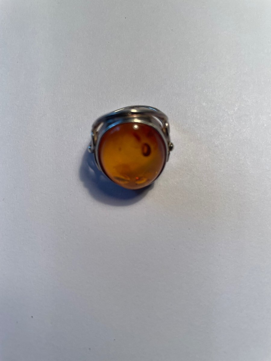 Silver And Amber Ring -photo-4