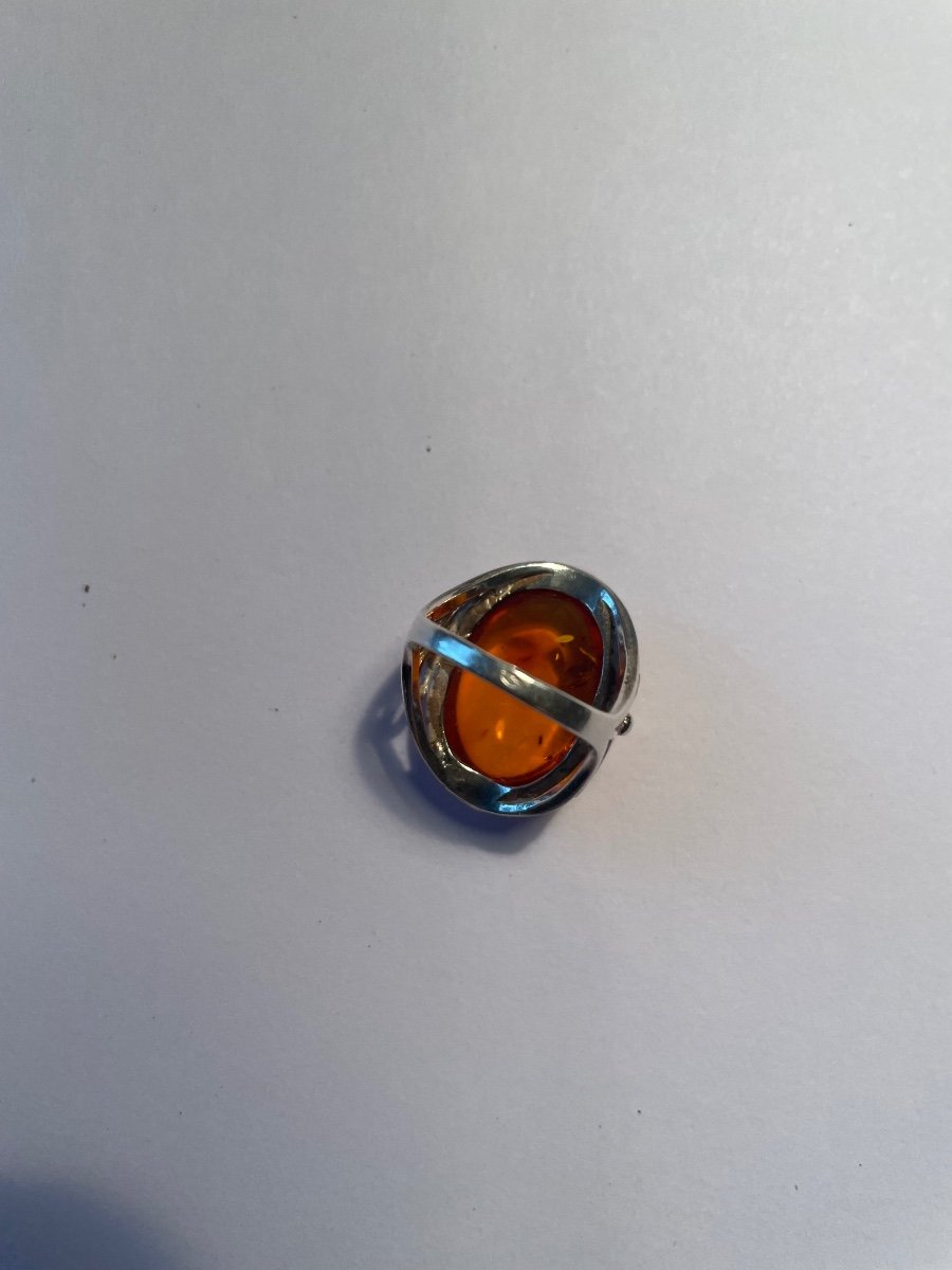 Silver And Amber Ring -photo-1