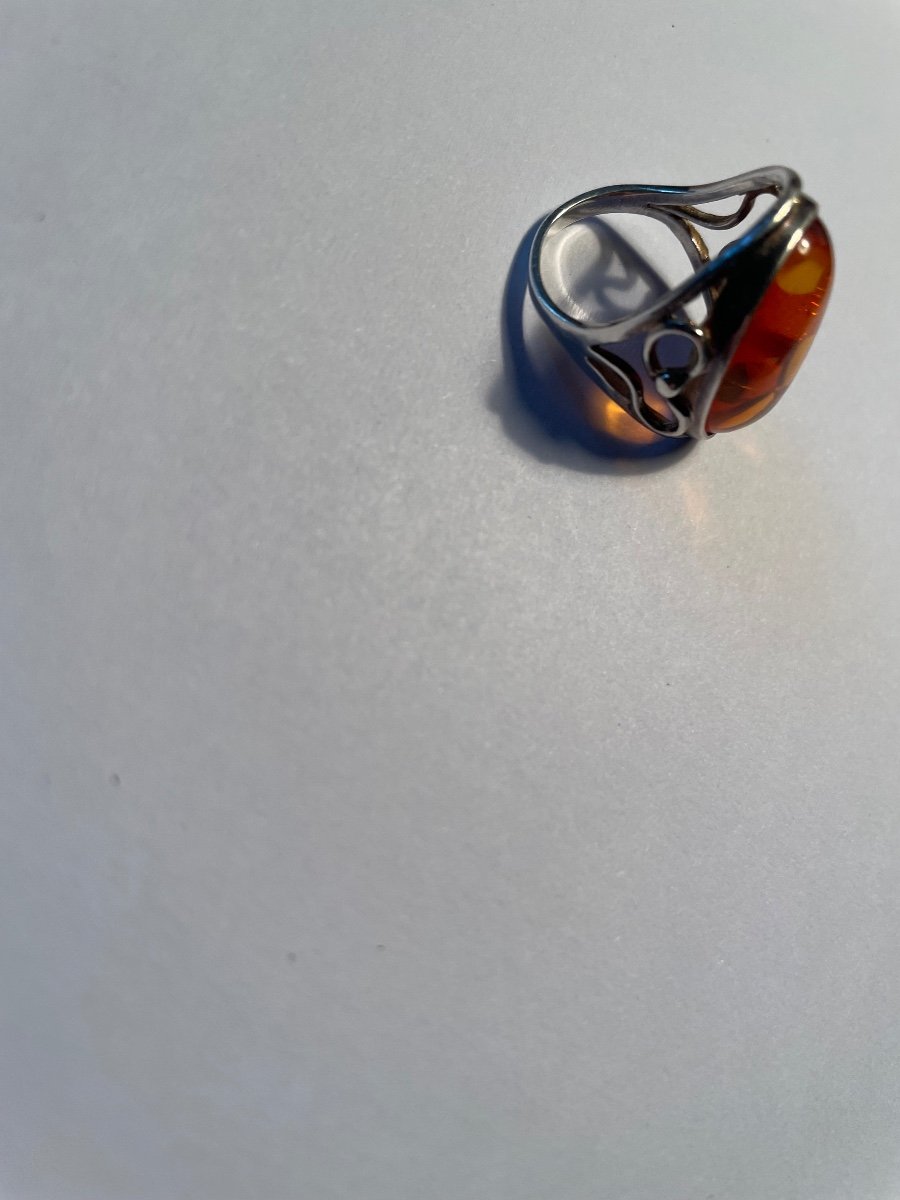 Silver And Amber Ring -photo-2