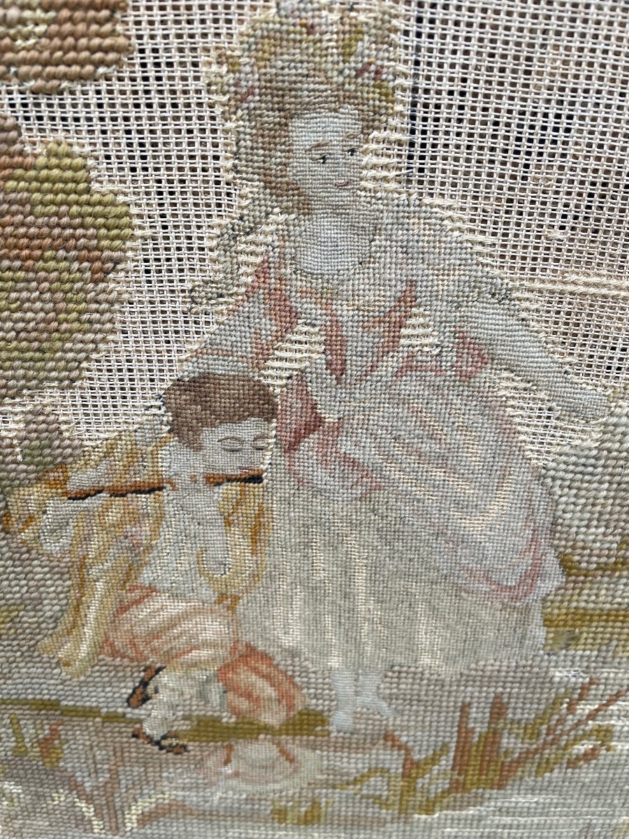 Tapestry Point Galante Scene From The 18th Century -photo-2