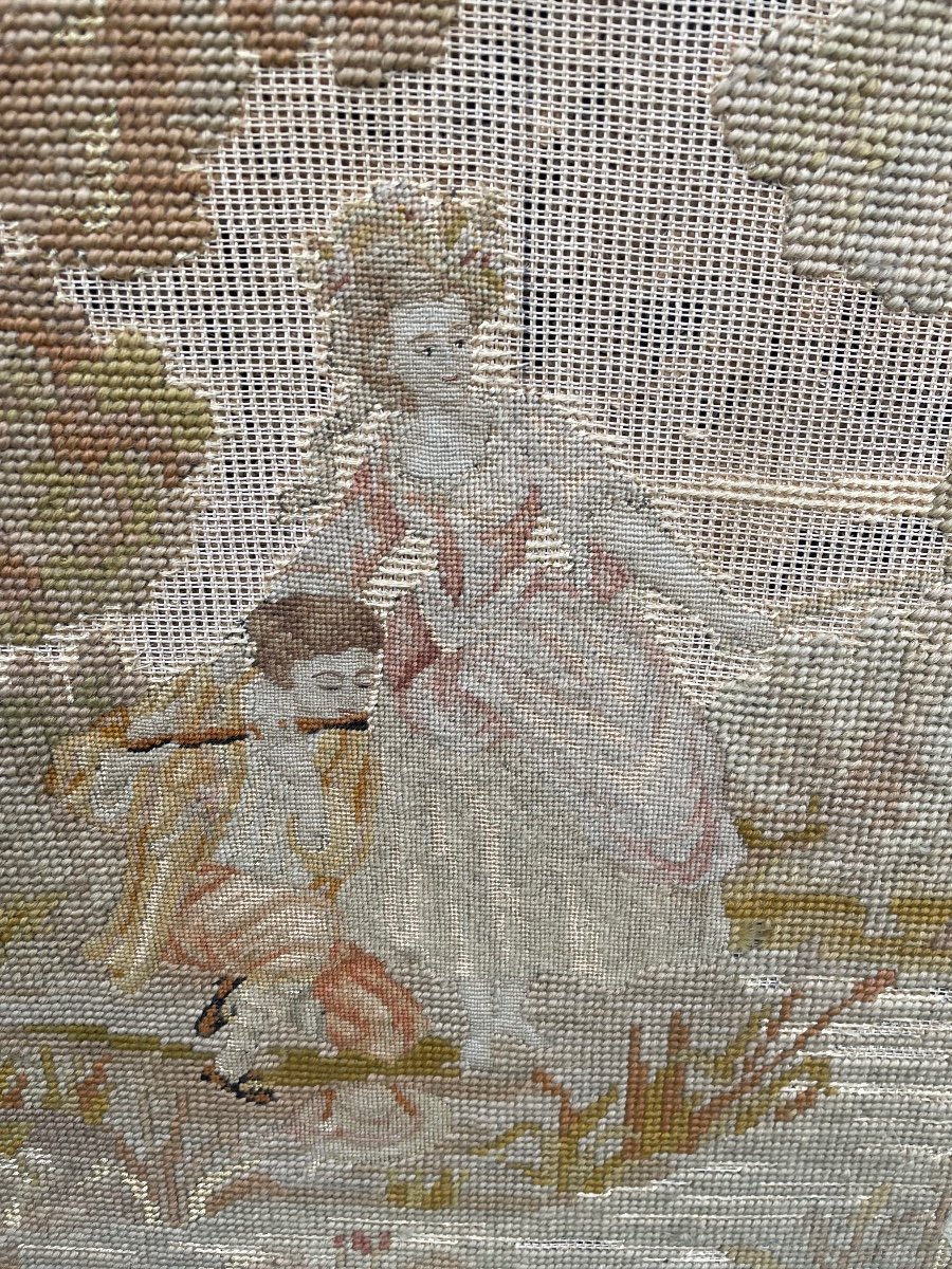 Tapestry Point Galante Scene From The 18th Century -photo-3