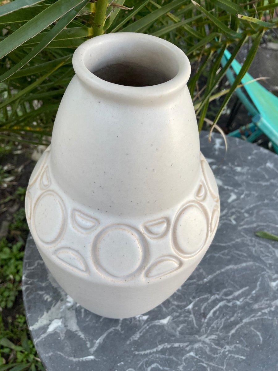 Ivory Colored Stoneware Vase By Larrieu Octave -photo-3