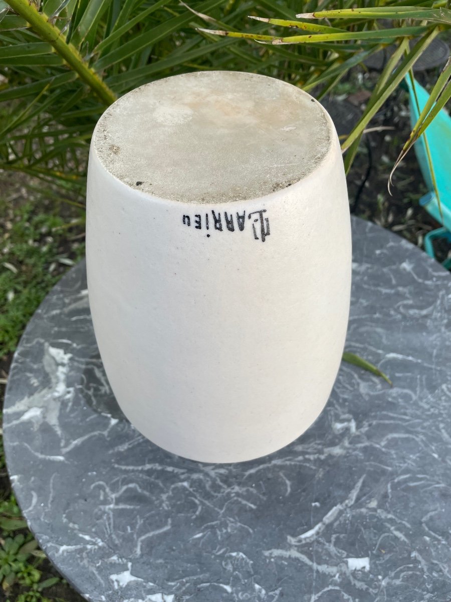 Ivory Colored Stoneware Vase By Larrieu Octave -photo-1