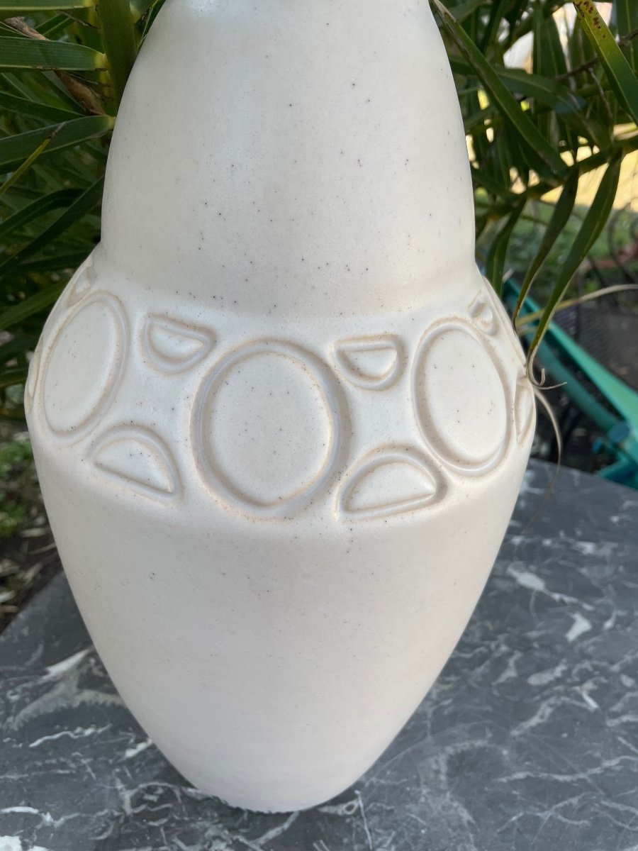 Ivory Colored Stoneware Vase By Larrieu Octave -photo-3