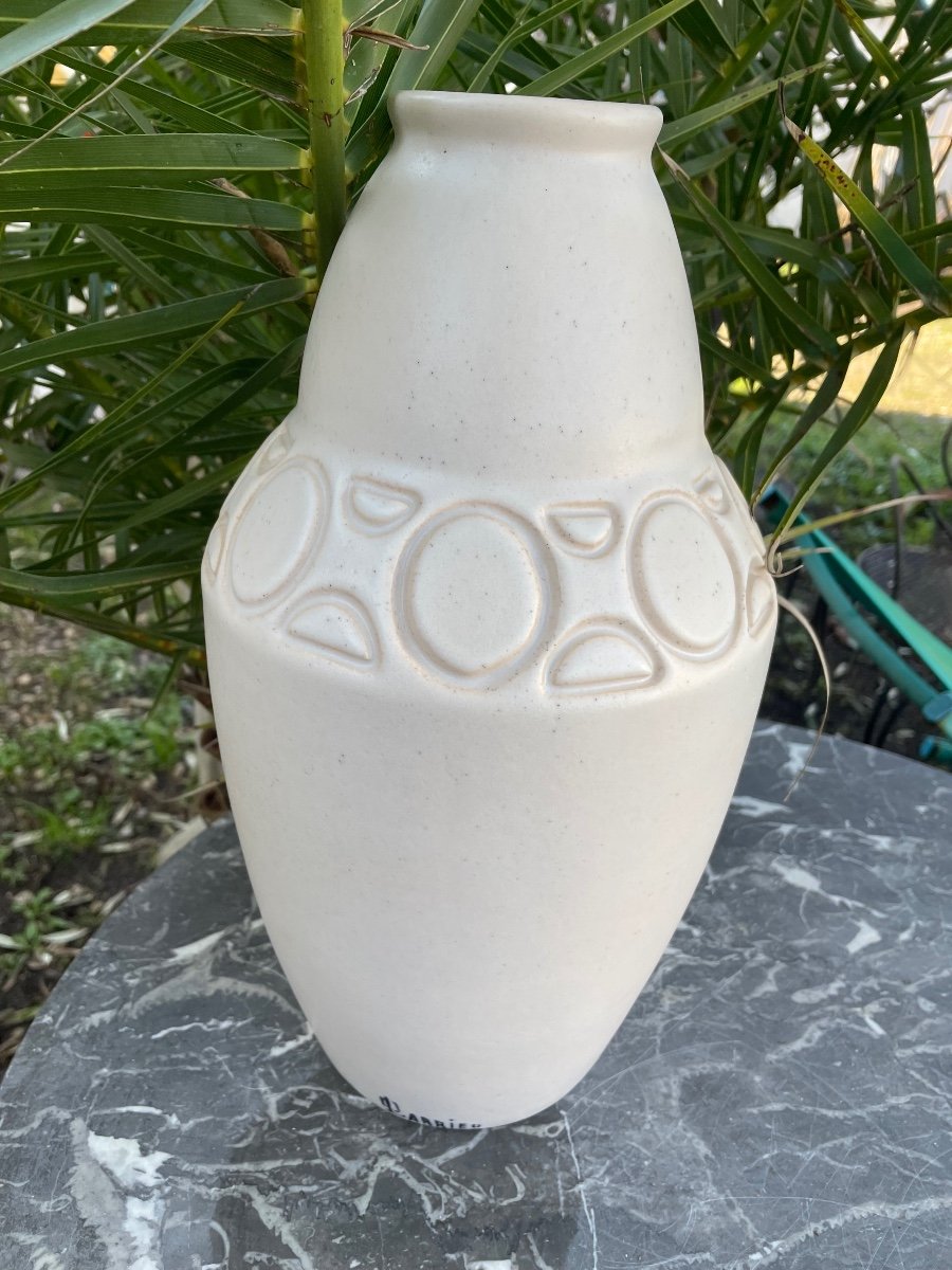 Ivory Colored Stoneware Vase By Larrieu Octave -photo-5