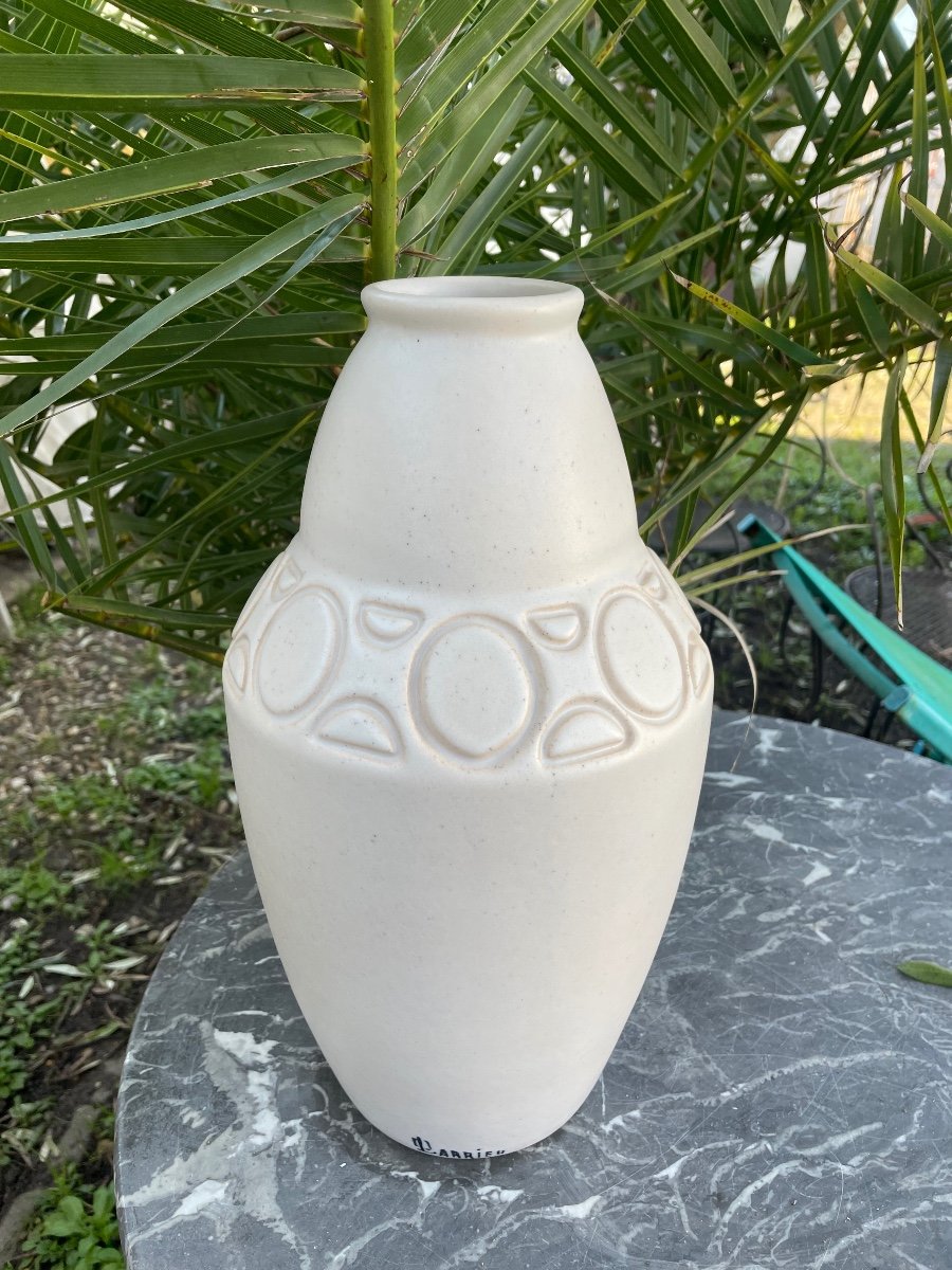 Ivory Colored Stoneware Vase By Larrieu Octave -photo-6