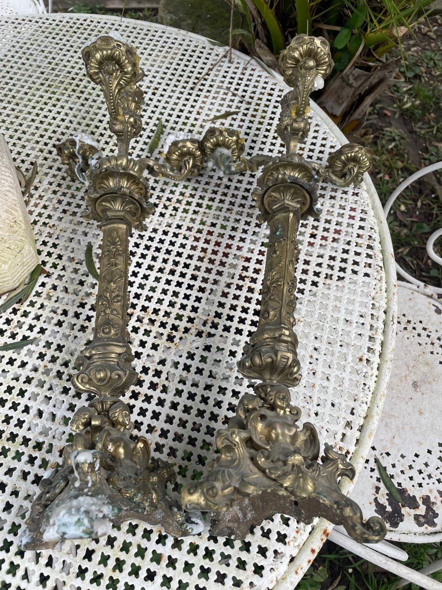 Pair Of Bronze Candelabra -photo-2