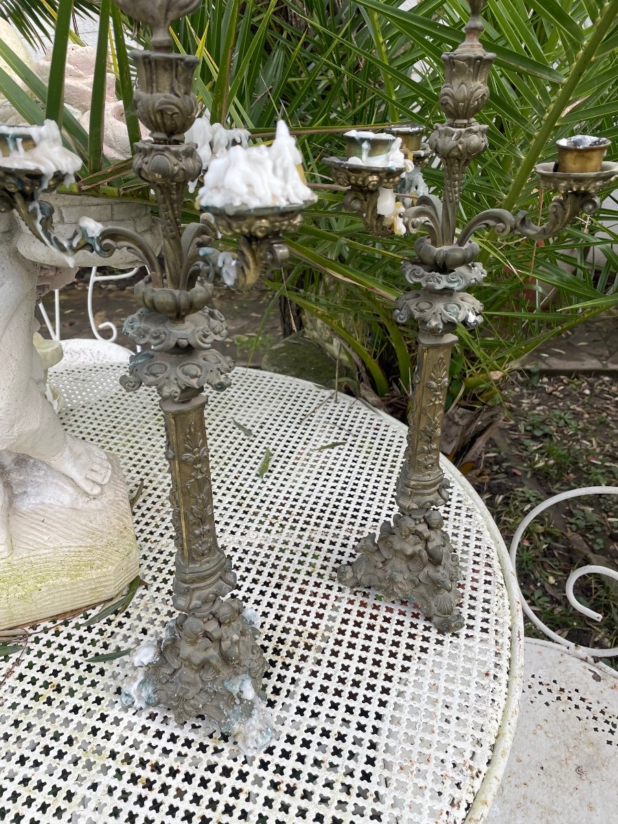 Pair Of Bronze Candelabra -photo-8