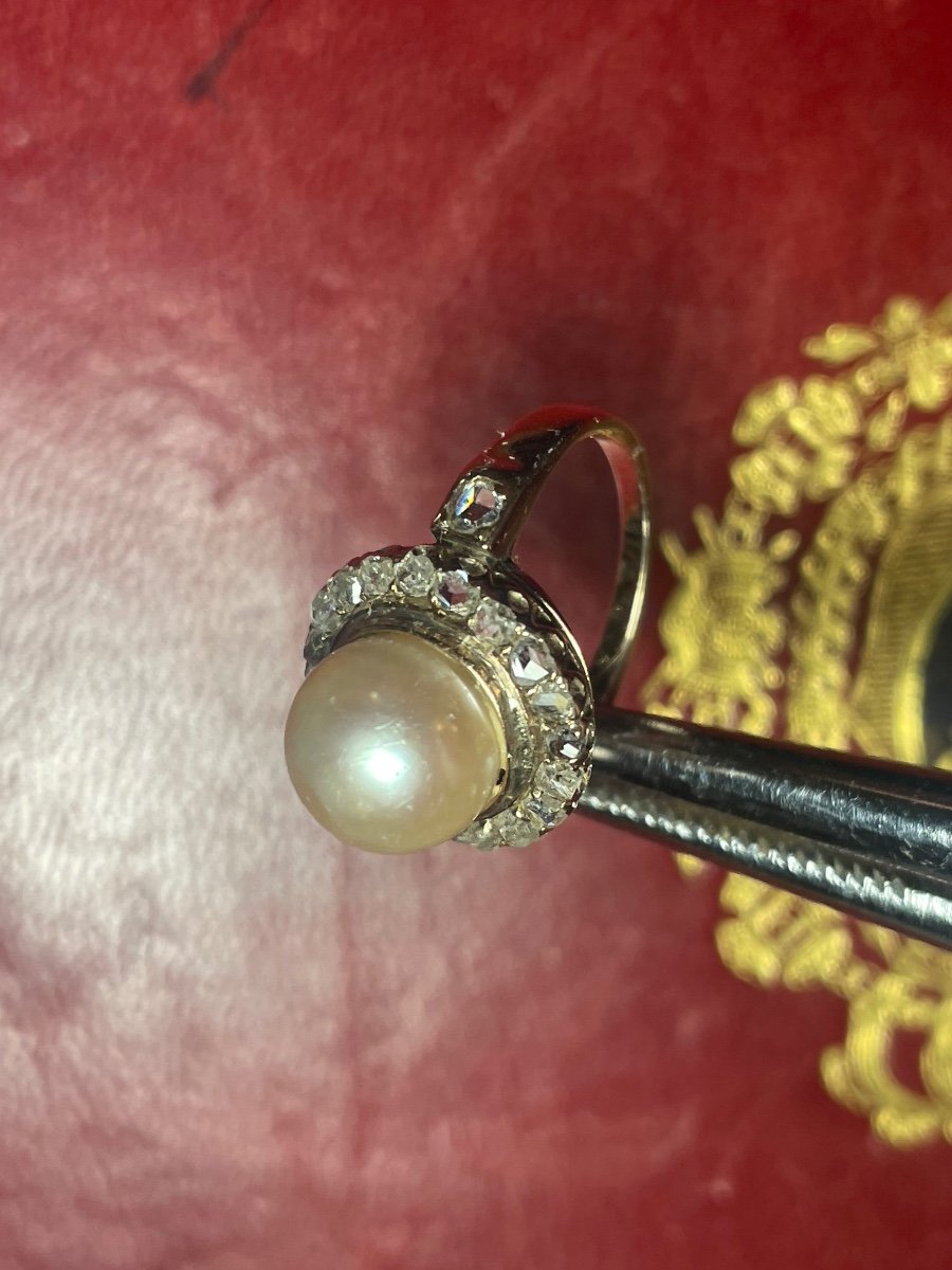 Gold Pearl And Diamond Rose Ring -photo-2