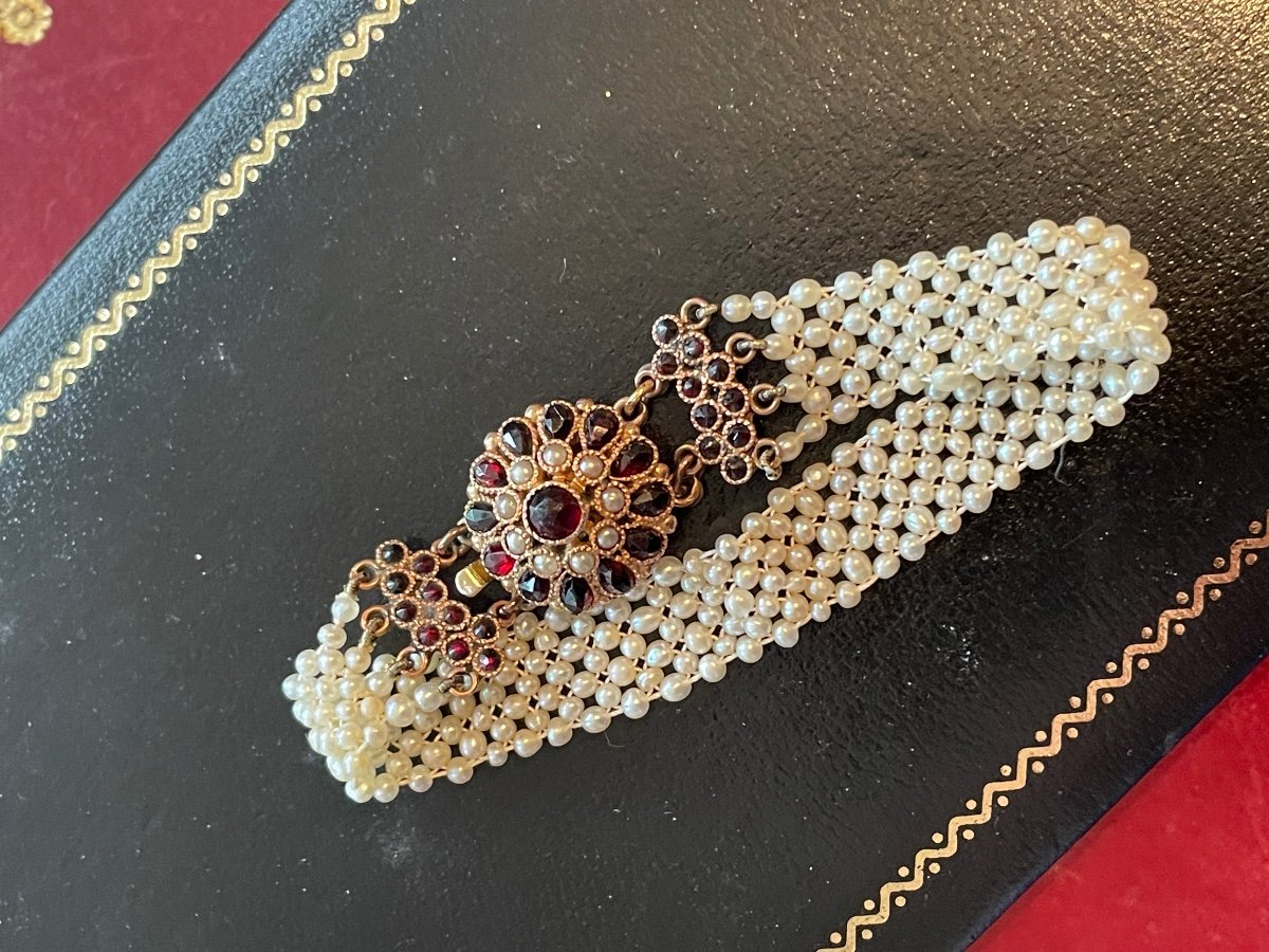 Gold And Garnet Pearl Bracelet -photo-4
