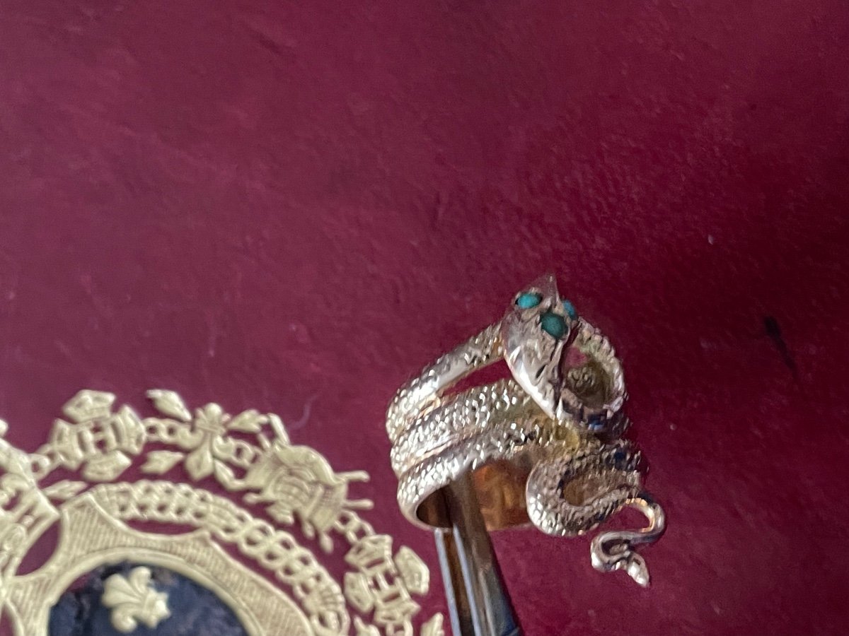 Gold And Turquoise Snake Ring -photo-4
