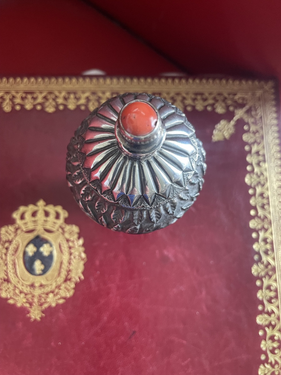 19th Century Silver And Coral Vase 